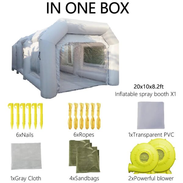 WGIA Portable Inflatable Paint Booth 20x10x8.2Ft Grey 2 Blowers Inflatable Spray Booth with Air Filter System – Bild 3