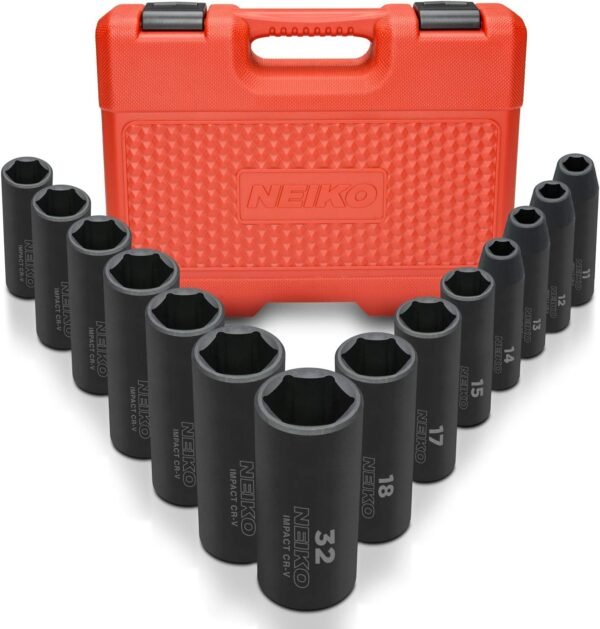 02448A 1/2" Drive Master Impact Socket Set, 65 Piece, Standard SAE (3/8"-1-1/4") & Metric (10-24 mm) Sizes, Deep & Shallow Kit, Includes Adapters & Ratchet Handle – Bild 37