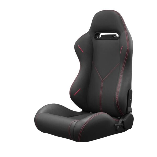 2PC Universal Bucket Racing Seats Red Stitch Red PVC Leather Reclinable Carbon Look Leather Back With Adjustor Slider (Not Including Seat Bracket ) – Bild 8