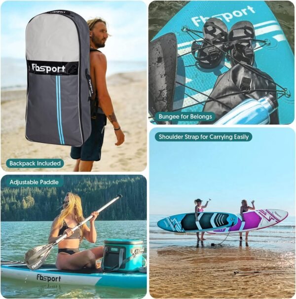 11FT Premium Inflatable Stand Up Paddle Board, Yoga Board with Durable SUP Accessories & Carry Bag | Wide Stance, Surf Control, Non-Slip Deck, Leash, Paddle and Pump for Youth & Adult – Bild 7