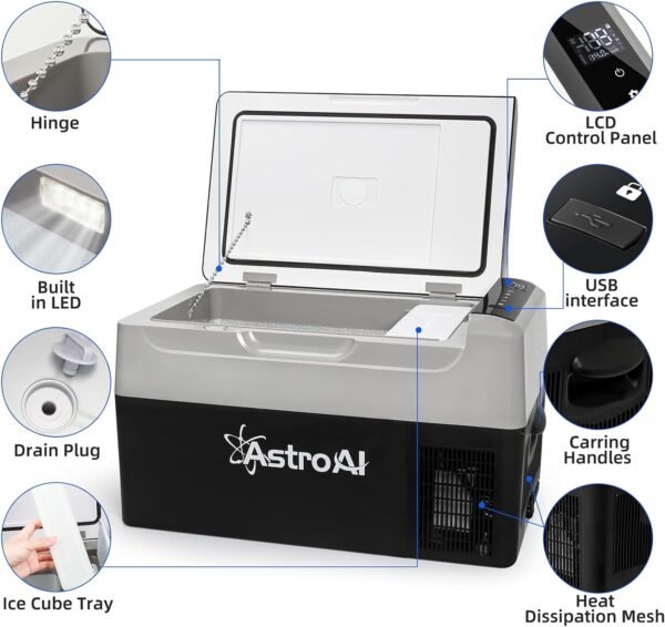 12 Volt Car Refrigerator, 12V Portable Freezer Camping Fridge Cooler (-4℉~68℉) with 12/24V DC & 110V AC for Car, RV, Truck, Van, Boat for Camping, Travel, Fishing Outdoor(15L) – Bild 14