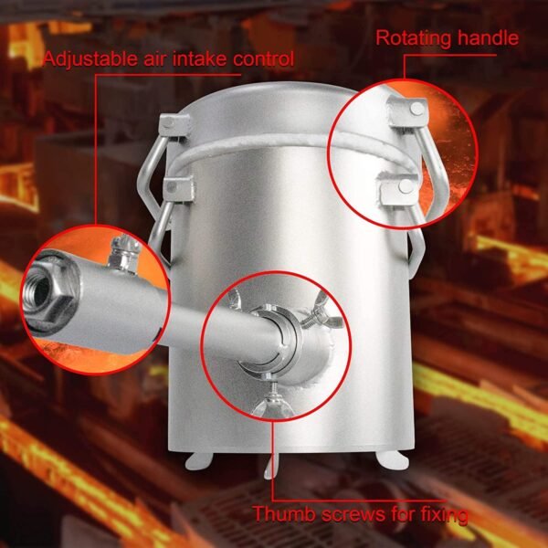 XCHENBI Propane Melting Furnace Kits, 6kg(13LB) Graphite Crucible, Up to 2372°F, Made of Steel Barrel, Smelt Metal,with Goggles and High Temperature Gloves – Bild 8