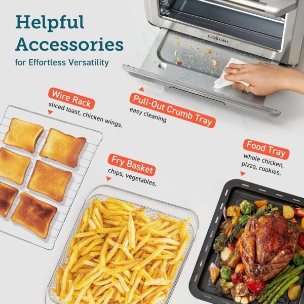 12-in-1 Air Fryer Toaster Oven Combo, Airfryer Convection Oven Countertop, Bake, Broil, Roast, Dehydrate, 134 Recipes & 4 Accessories, 32QT, Silver, Stainless Steel – Bild 31
