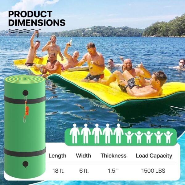 18 x 6 Ft Outdoor Floating Water Mat for Adult Beach Lake Ocean Swimming Pool Large Size 3 Layer Tear Resistant XPE Foam Giant Swim Tanning Float Island Pad Raft Recreation Hammock Lounger Blue – Bild 46