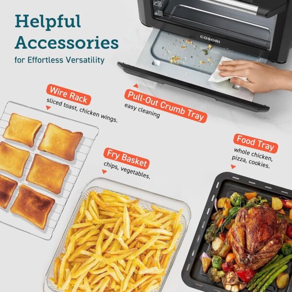 12-in-1 Air Fryer Toaster Oven Combo, Airfryer Convection Oven Countertop, Bake, Broil, Roast, Dehydrate, 134 Recipes & 4 Accessories, 32QT, Silver, Stainless Steel – Bild 22