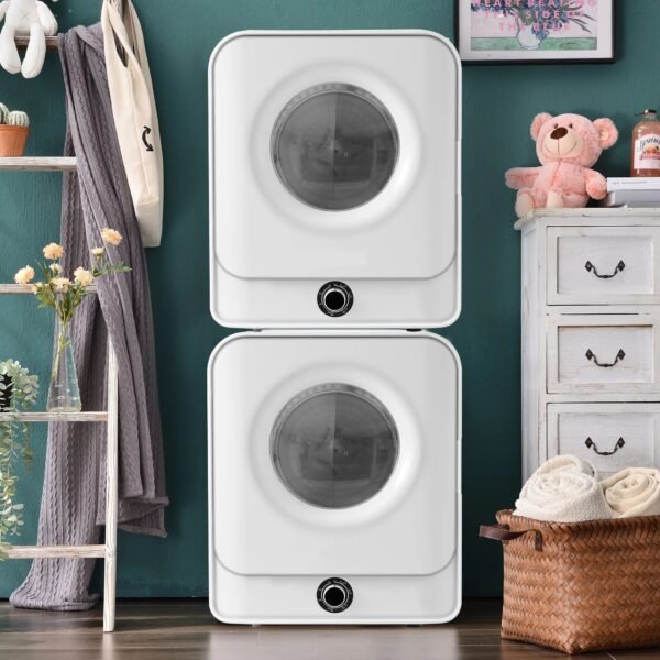 1.95 Cu.ft Front Load Clothes Dryer, Portable Compact Dryer 830W, 5 Drying Modes, Stainless Steel Drum, with Overheat Protection, Dust Removal, Deodorization and Lint Removal Functions, White – Bild 3