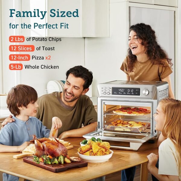 12-in-1 Air Fryer Toaster Oven Combo, Airfryer Convection Oven Countertop, Bake, Broil, Roast, Dehydrate, 134 Recipes & 4 Accessories, 32QT, Silver, Stainless Steel – Bild 27