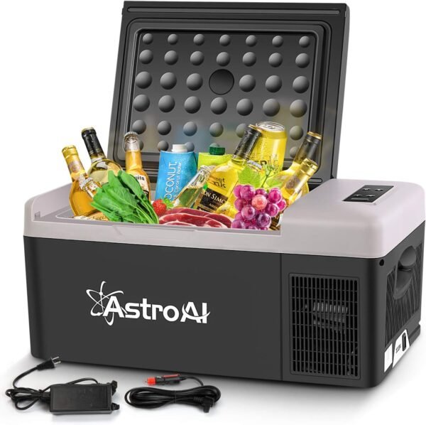 12 Volt Car Refrigerator, 12V Portable Freezer Camping Fridge Cooler (-4℉~68℉) with 12/24V DC & 110V AC for Car, RV, Truck, Van, Boat for Camping, Travel, Fishing Outdoor(15L)