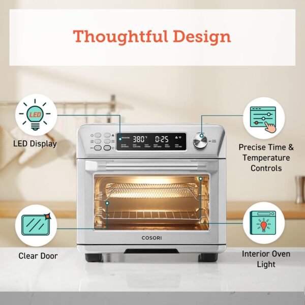 12-in-1 Air Fryer Toaster Oven Combo, Airfryer Convection Oven Countertop, Bake, Broil, Roast, Dehydrate, 134 Recipes & 4 Accessories, 32QT, Silver, Stainless Steel – Bild 4