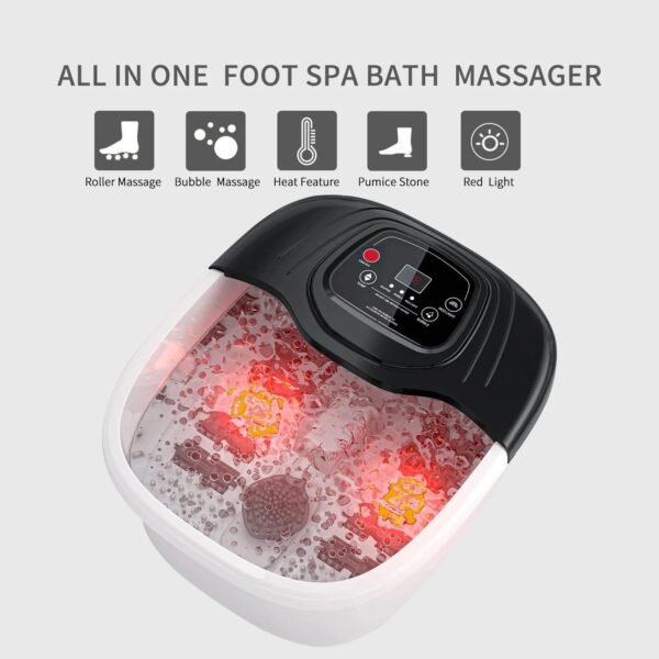 YOZIHAYL Foot Spa Bath Massager with Heat Epsom Salt Bubbles Vibration and Red Light 8 Massage Roller Pedicure Tub for Stress Relief Foot Soaker Acupressure Points&Temperature Contr – Bild 5