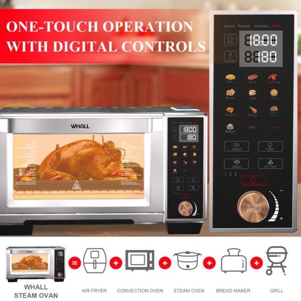 WHALL Air Fryer Toaster Oven - 30QT Convection Oven, 11-In-1 Steam Oven, Touchscreen, 4 Accessories – Bild 2