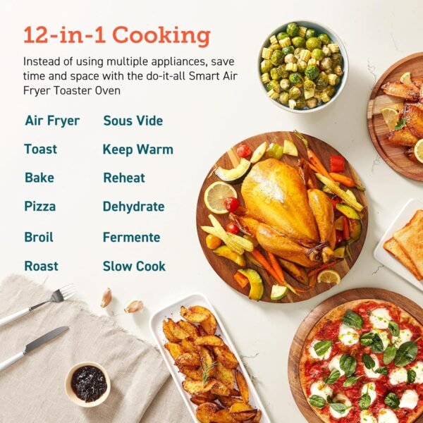 12-in-1 Air Fryer Toaster Oven Combo, Airfryer Convection Oven Countertop, Bake, Broil, Roast, Dehydrate, 134 Recipes & 4 Accessories, 32QT, Silver, Stainless Steel – Bild 3