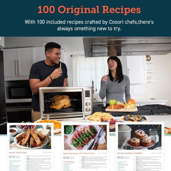 12-in-1 Air Fryer Toaster Oven Combo, Airfryer Convection Oven Countertop, Bake, Broil, Roast, Dehydrate, 134 Recipes & 4 Accessories, 32QT, Silver, Stainless Steel – Bild 14