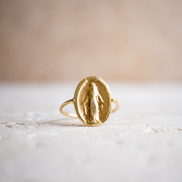 Maria Ring vergoldet aus 925 Sterling Silber handgemacht – Bild 3