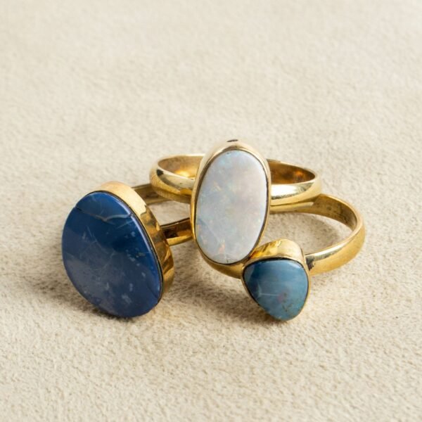 Flacher großer Opal Ring gold handgemacht – Bild 2