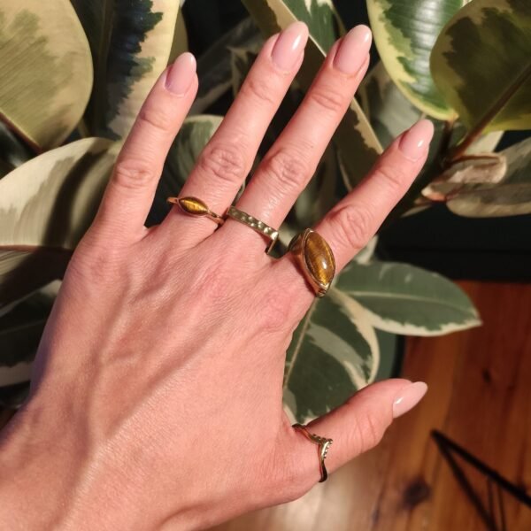 Tigeraugen Ring gold mit ovalem Stein handgemacht – Bild 3