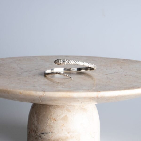 Armreif Schlange aus 925 Sterling Silber offen handgemacht – Bild 4