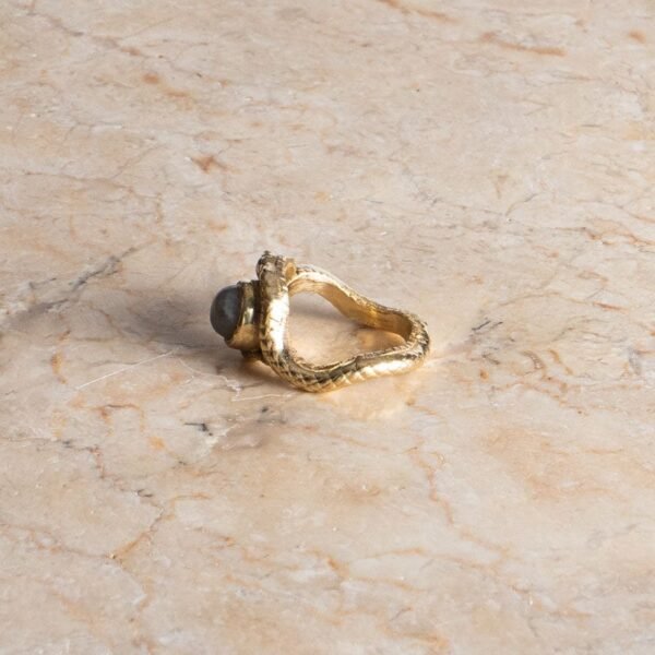 Schlangen Ring gold Labradorit asymmetrisch handgemacht – Bild 5