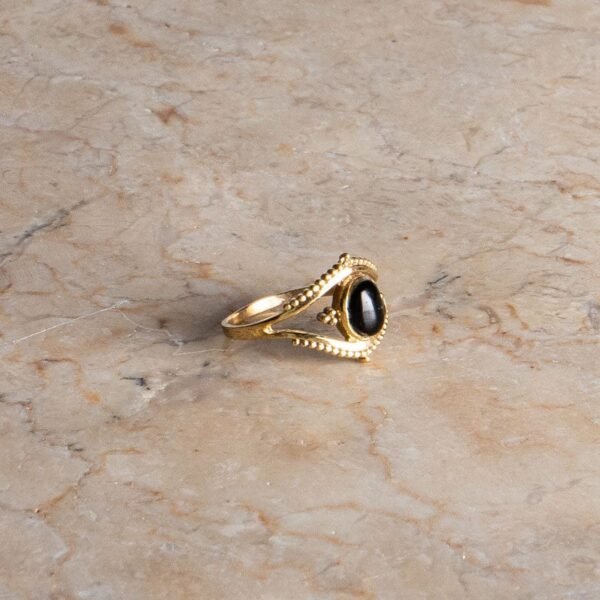 Boho Ring Auge mit schwarzem Onyx gold handgemacht – Bild 2