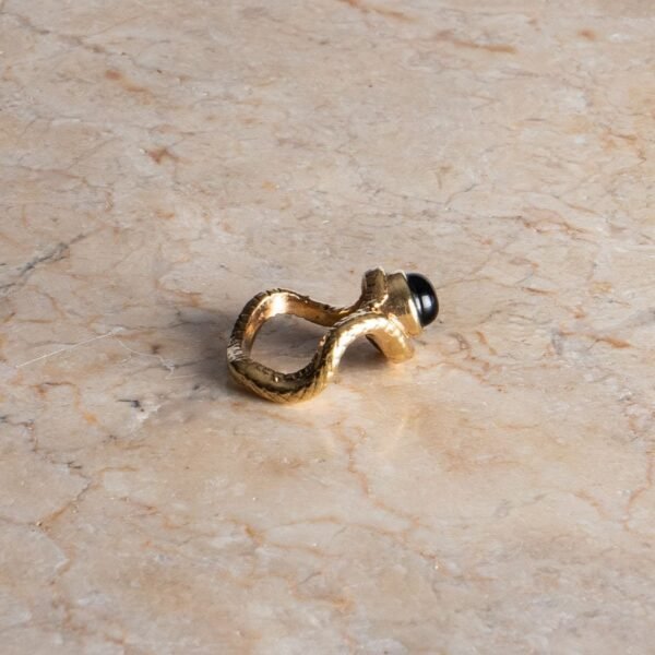 Schlange Ring gold schwarzer Onyx asymmetrisch handgemacht – Bild 5