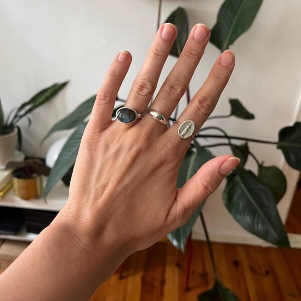 Zierlicher flacher Maria Ring aus 925 Sterling Silber handgemacht – Bild 5