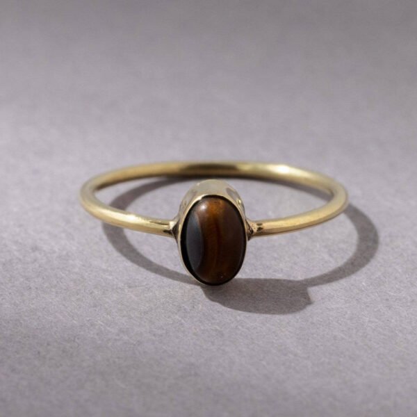 Feiner Tigerauge Ring mit ovalem Stein handgemacht – Bild 5