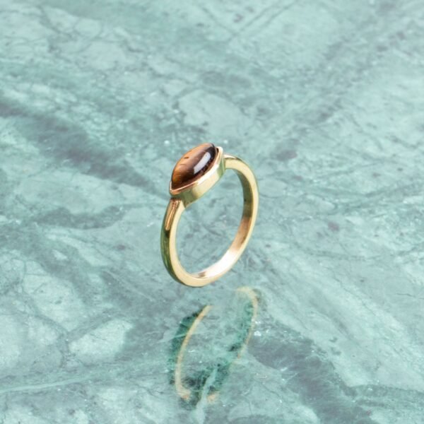Tigeraugen Ring gold mit ovalem Stein handgemacht – Bild 4