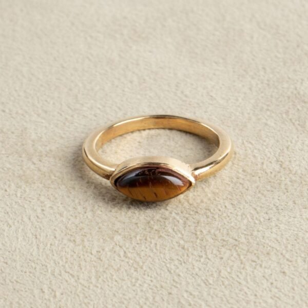 Tigeraugen Ring gold mit ovalem Stein handgemacht – Bild 2