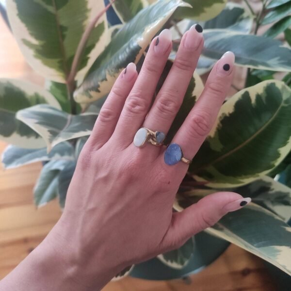 Flacher großer Opal Ring gold handgemacht – Bild 5