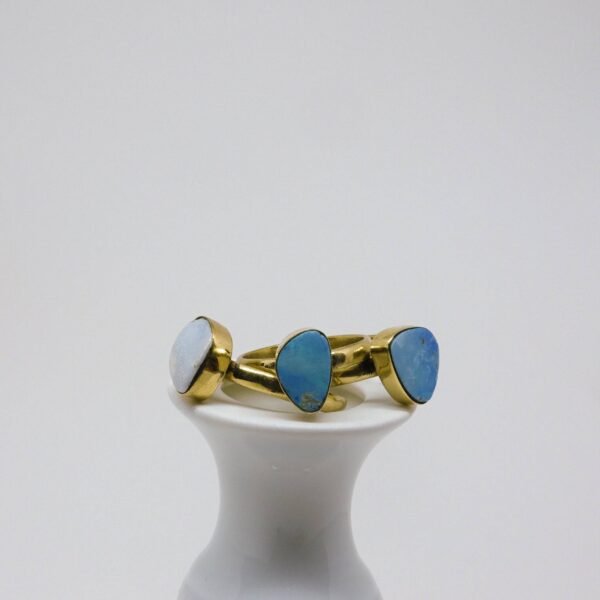 Flacher großer Opal Ring gold handgemacht – Bild 6