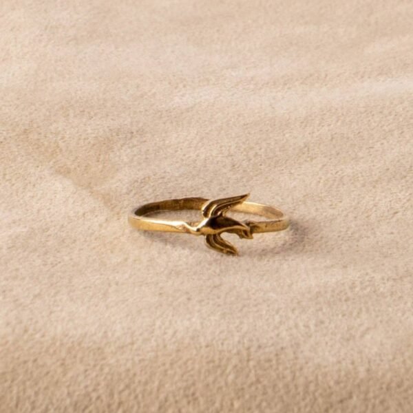 Ring Vogel Schwalbe Frieden gold handgemacht