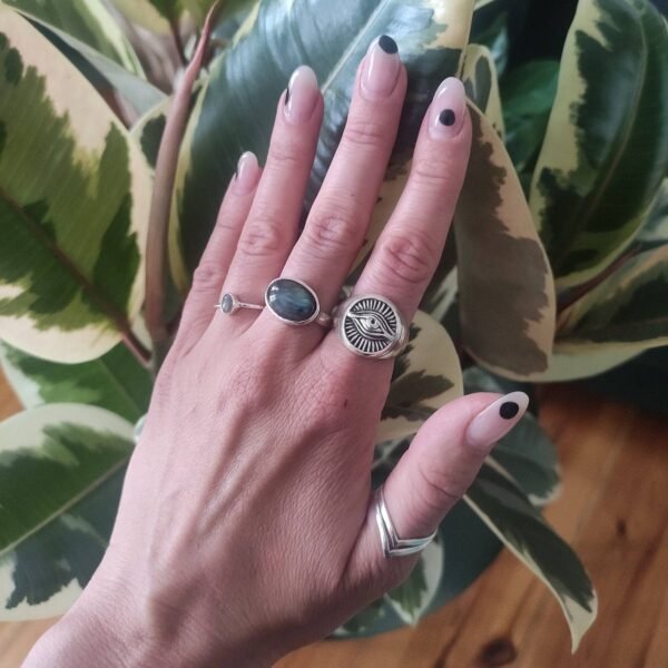 Chevron Ring doppelt Silber 925 Sterling handgemacht – Bild 3
